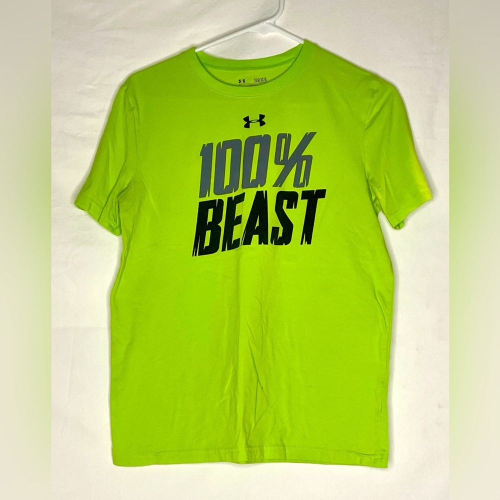 Boys Under Armor Lime Green 100% Beast Boys Tshirt
